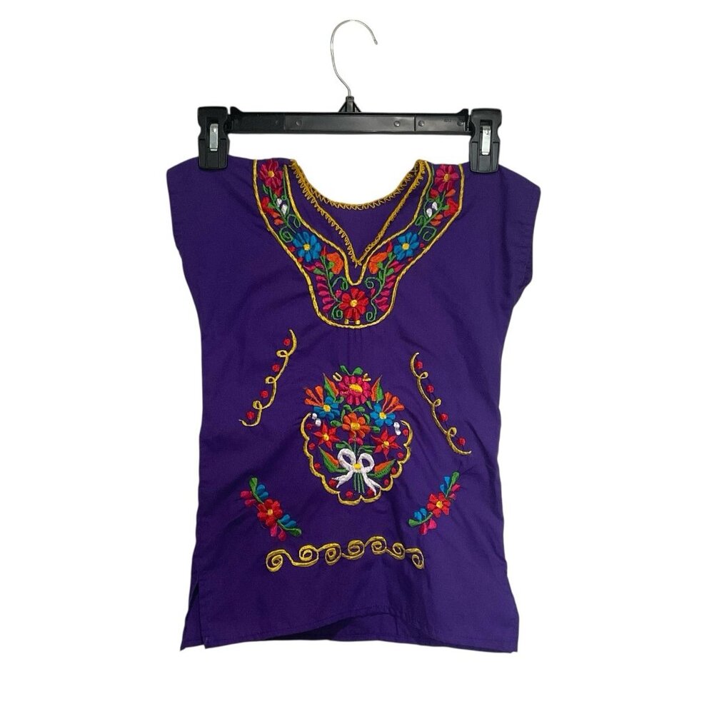 Girl's Infant Mexican‎ Embroidered Purple Dress Floral 6months